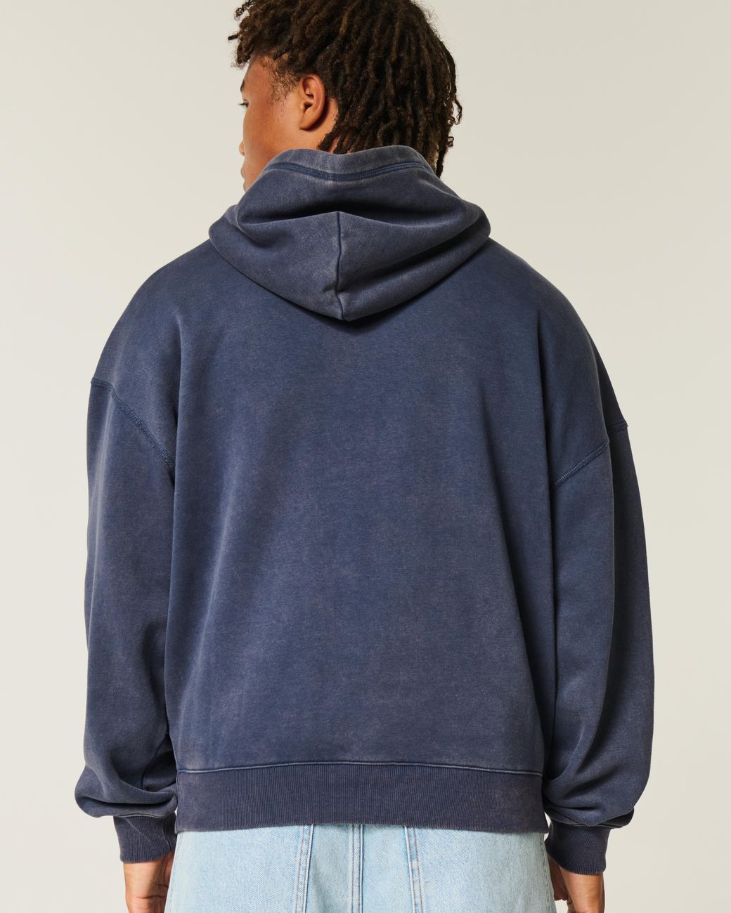 Hollister Blue Baggy Cinch Hoodie for men
