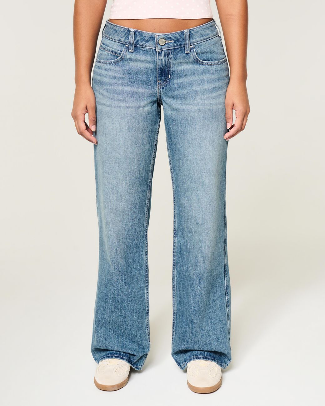 Hollister Blue Curvy Low-rise Medium Wash Baggy Jeans