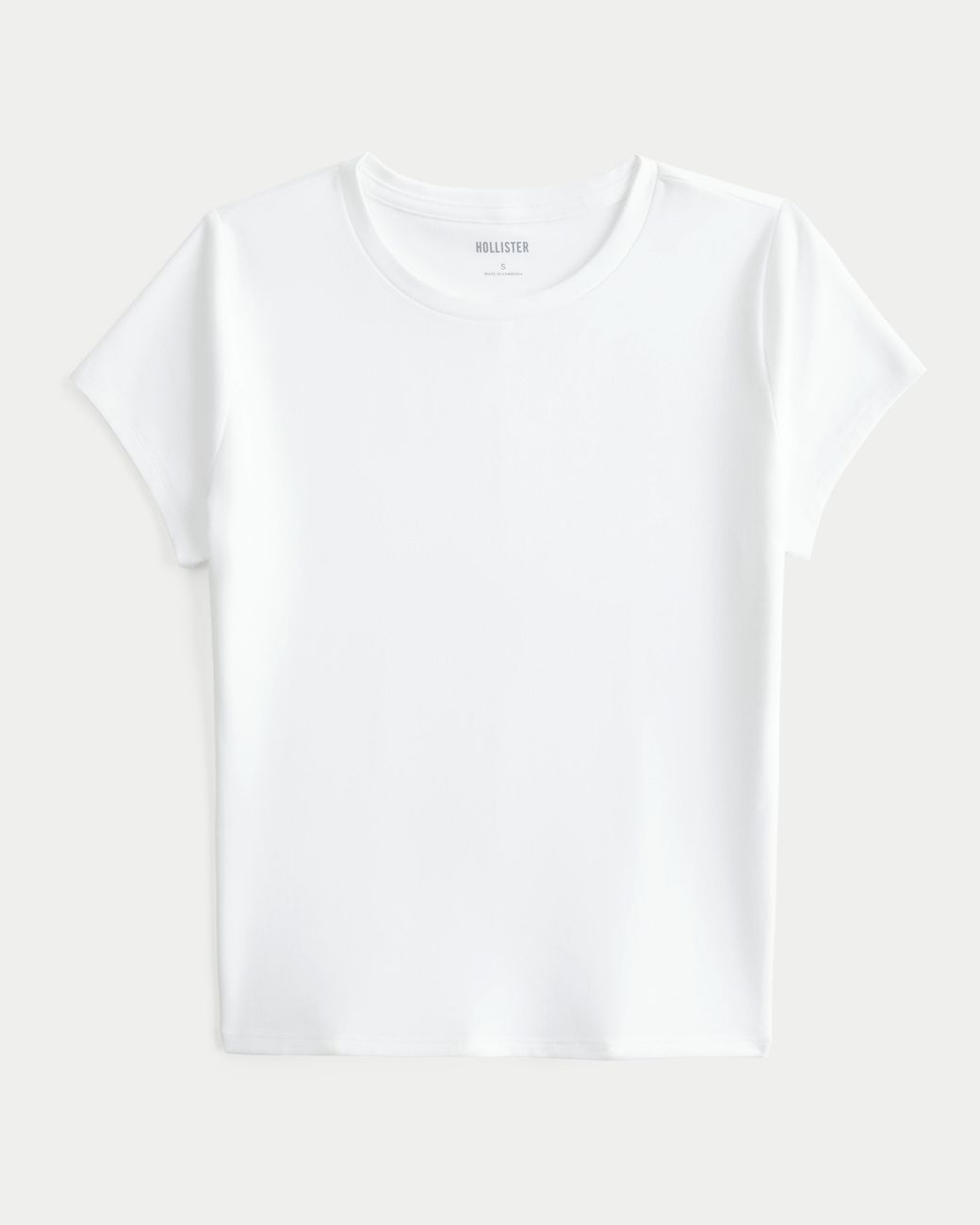 Hollister White Seamless Fabric Crew Baby Tee