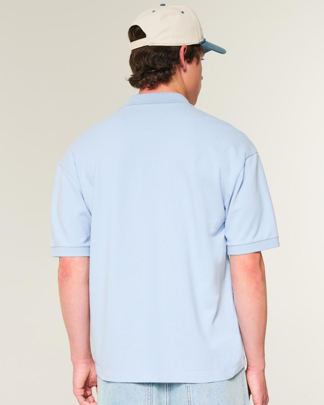 Hollister Blue Boxy Crop Polo for men