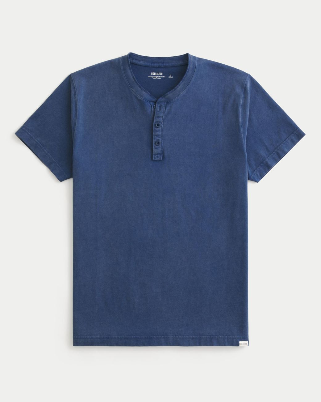 Hollister Blue Heavyweight Cotton Short-sleeve Henley for men