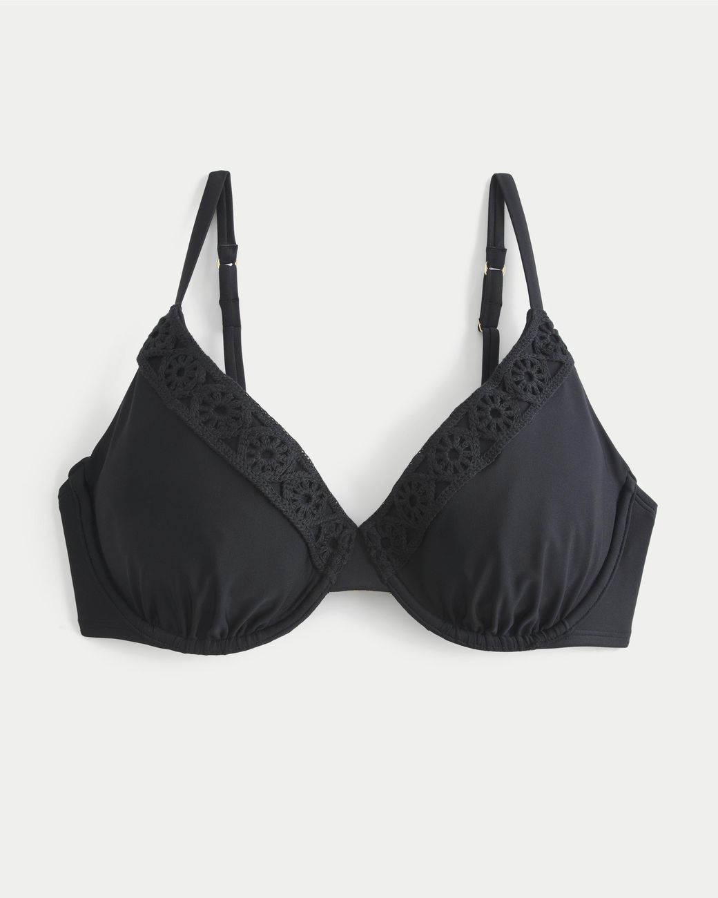 Hollister Black Curvy Crochet-style Trim Underwire Bikini Top