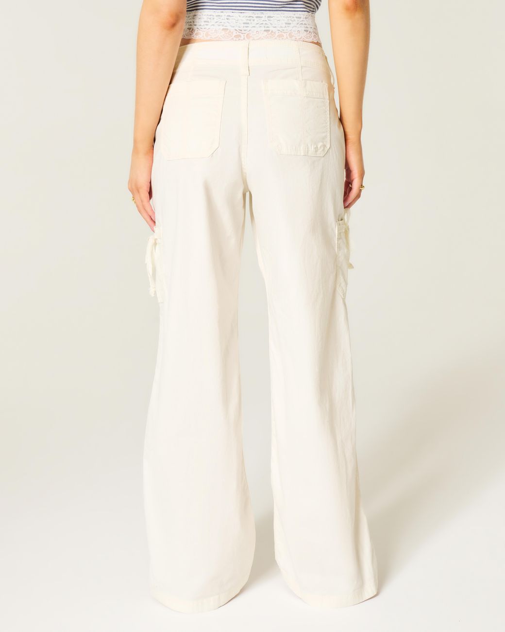Hollister Natural Low-rise Lace Trim Baggy Pants