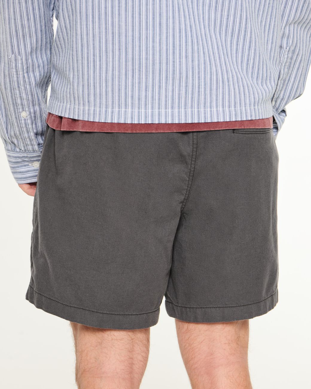 Hollister Gray Mid-thigh Linen-blend Pull-on Shorts for men