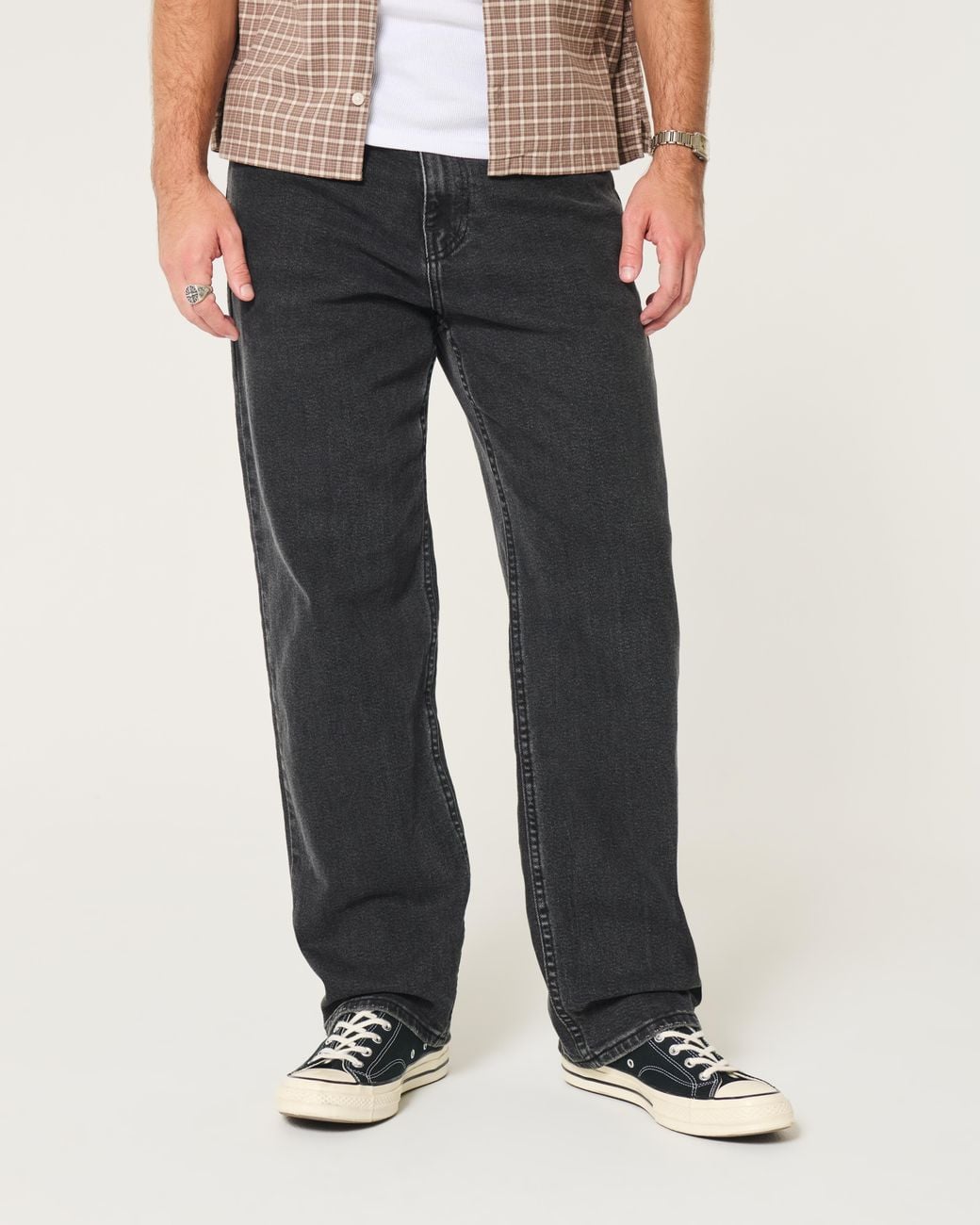 Hollister Blue Washed Black Baggy Jeans for men