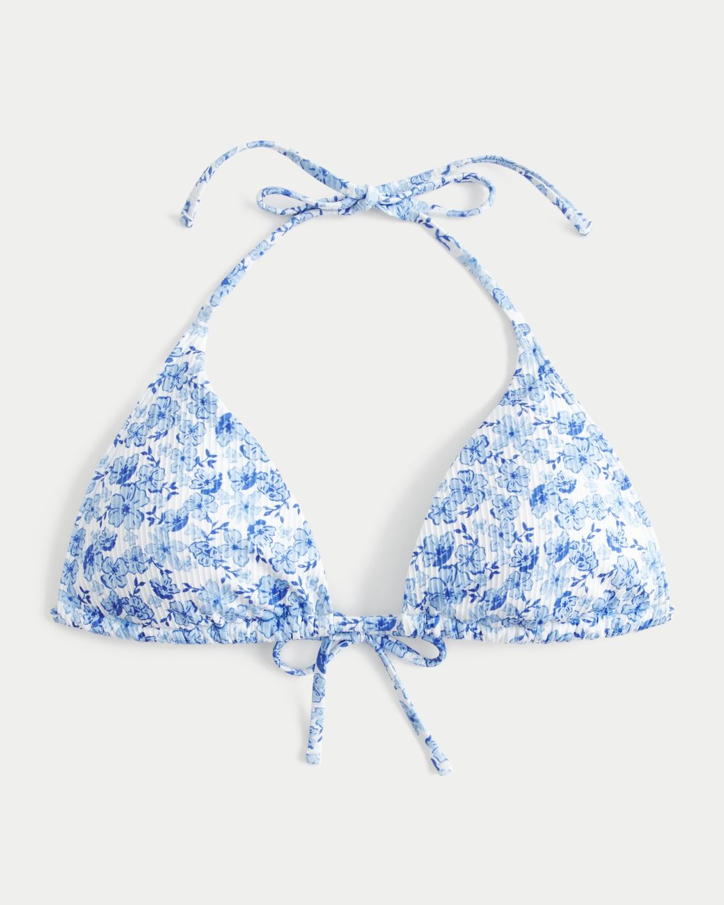 Hollister Blue Ribbed Triangle Bikini Top