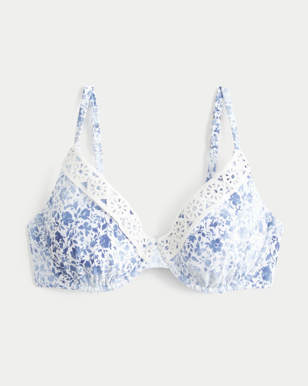 Hollister Blue Curvy Crochet-style Trim Underwire Bikini Top