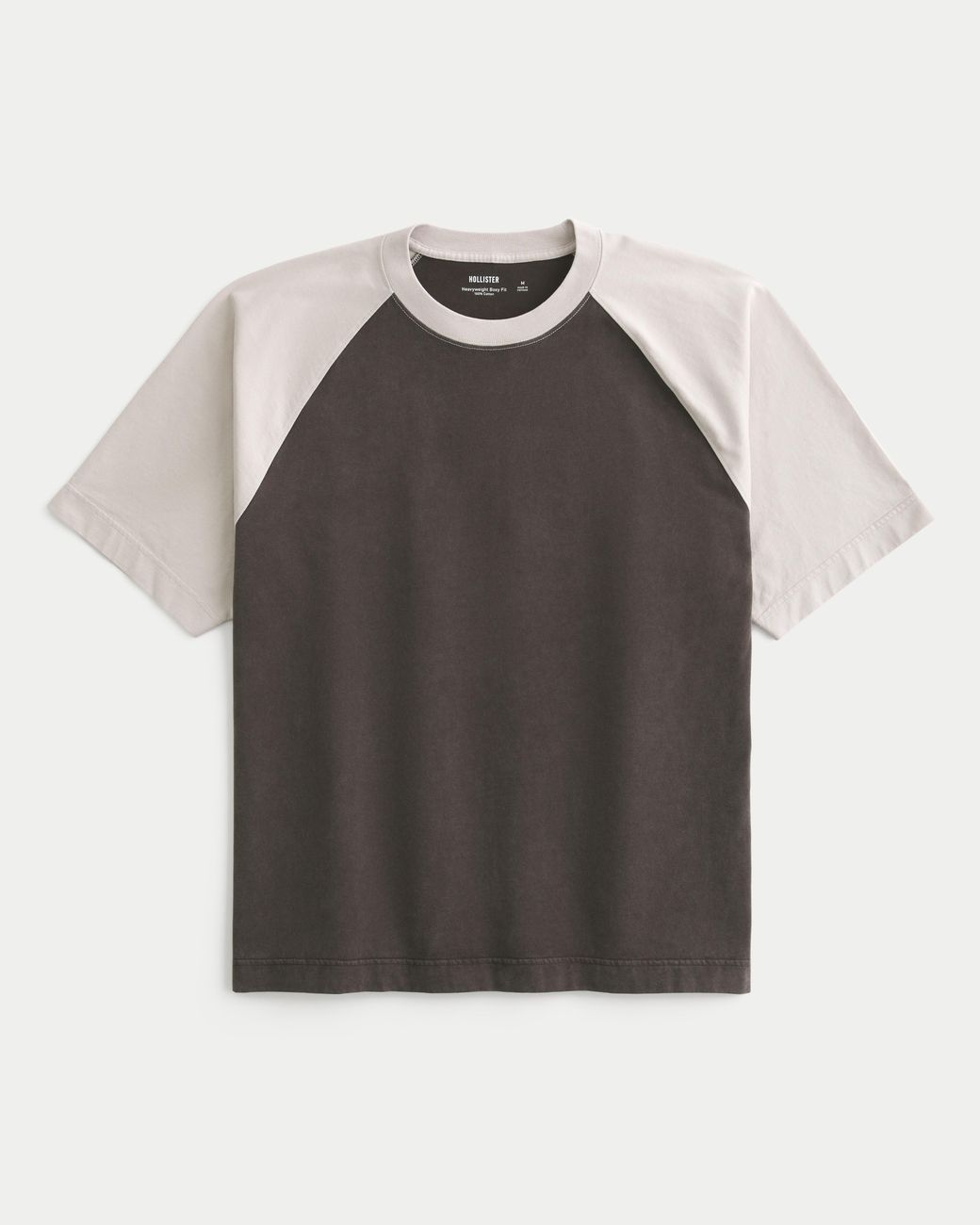 Hollister Gray Boxy Heavyweight Cotton Raglan Crew T-shirt for men