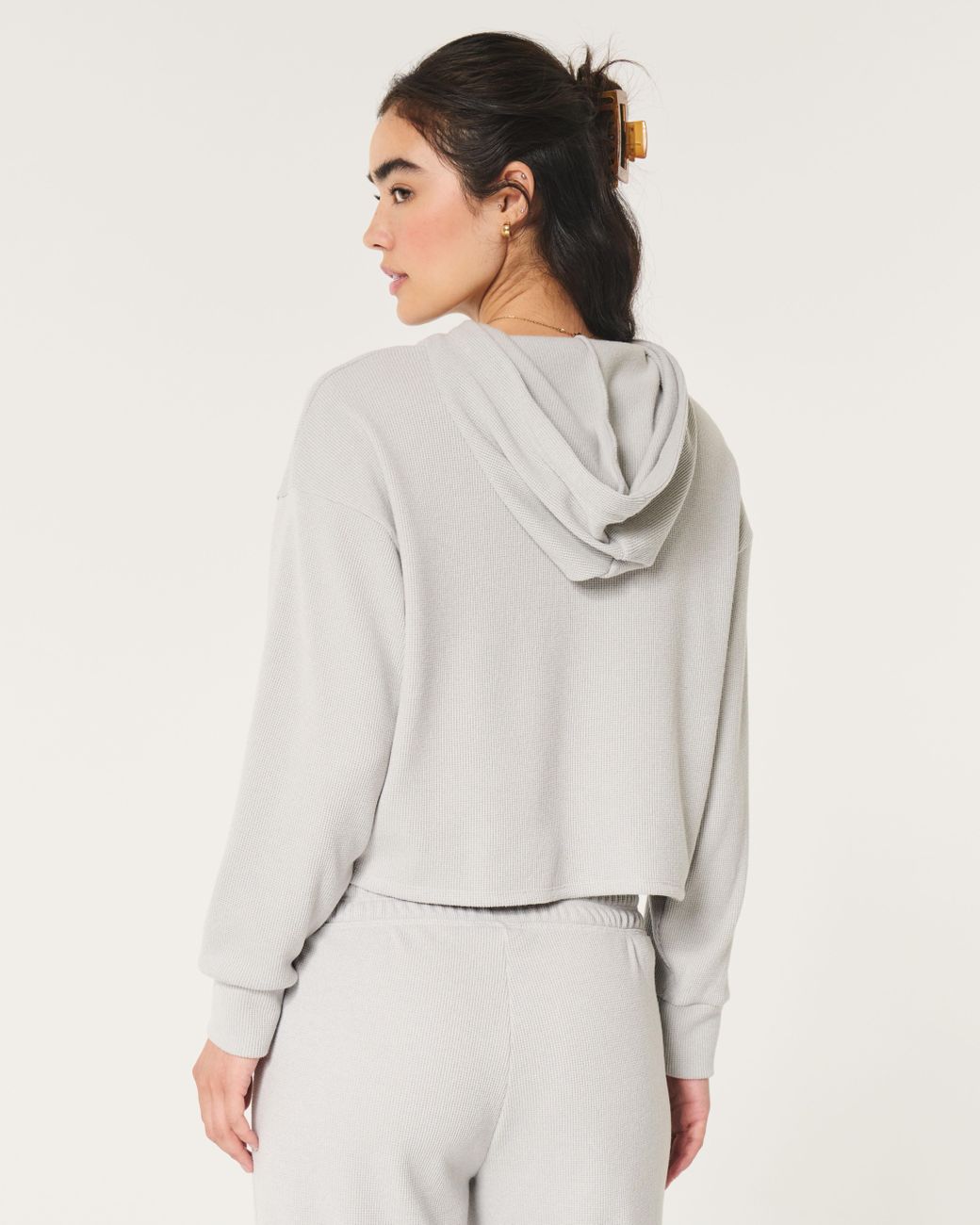 Hollister Gilly Hicks Cozy Waffle Hoodie in Grey Lyst UK