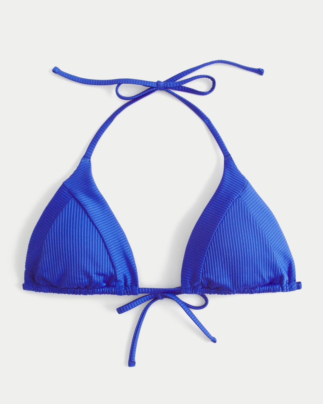 Hollister Blue Ribbed Triangle Bikini Top