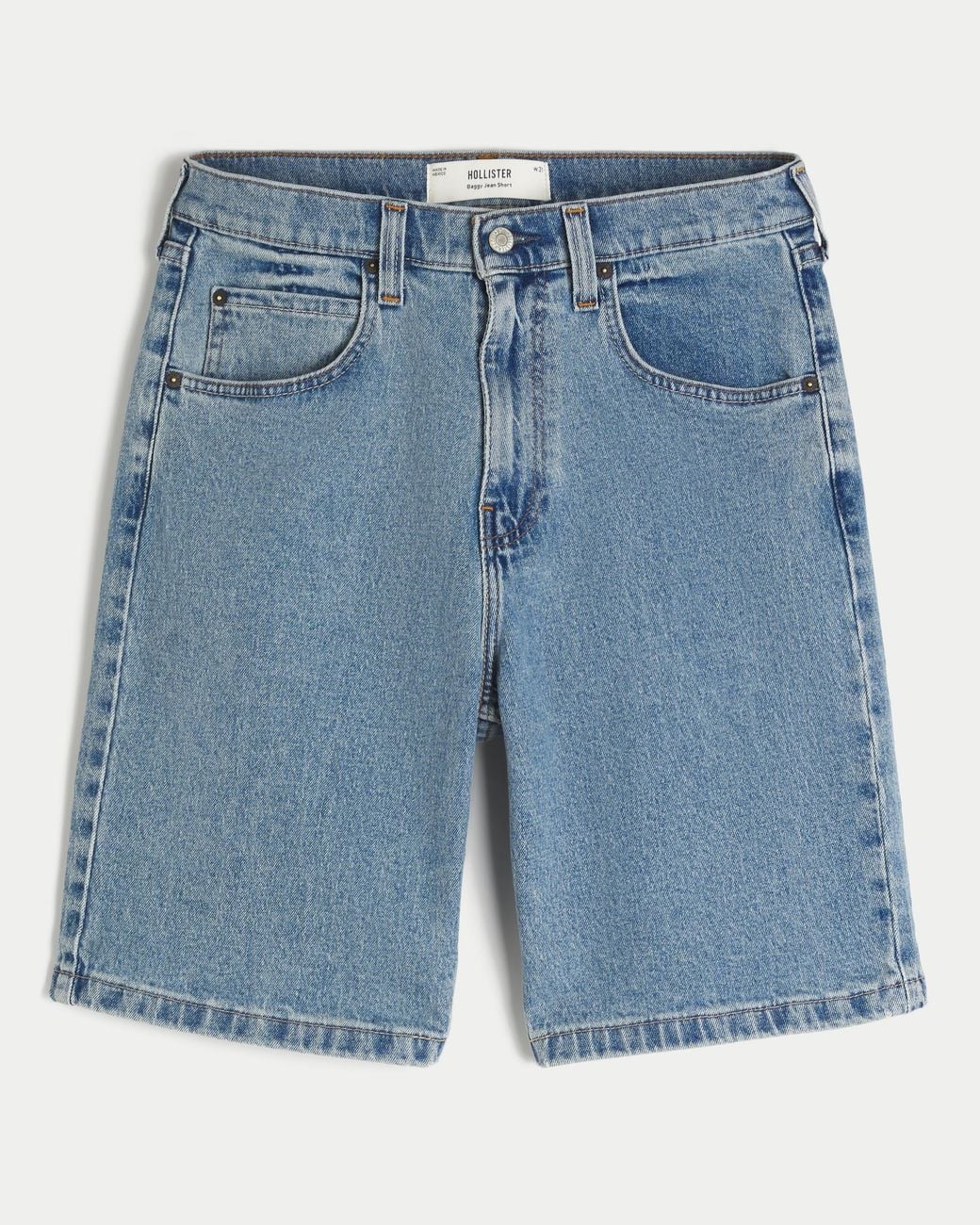 Hollister Blue Medium Wash Baggy Jean Shorts for men