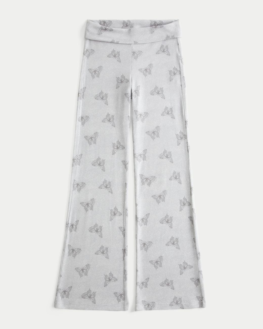 Hollister White Always Cozy Knit Foldover Waist Flare Pants