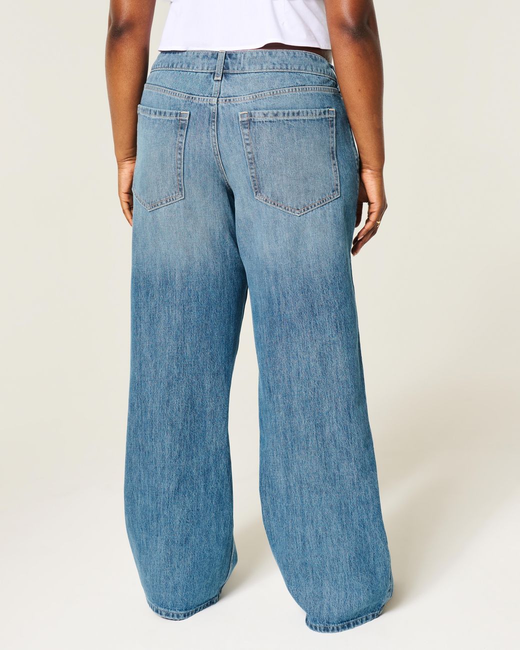 Hollister Blue Ultra Low-rise Medium Wash Baggy Jeans