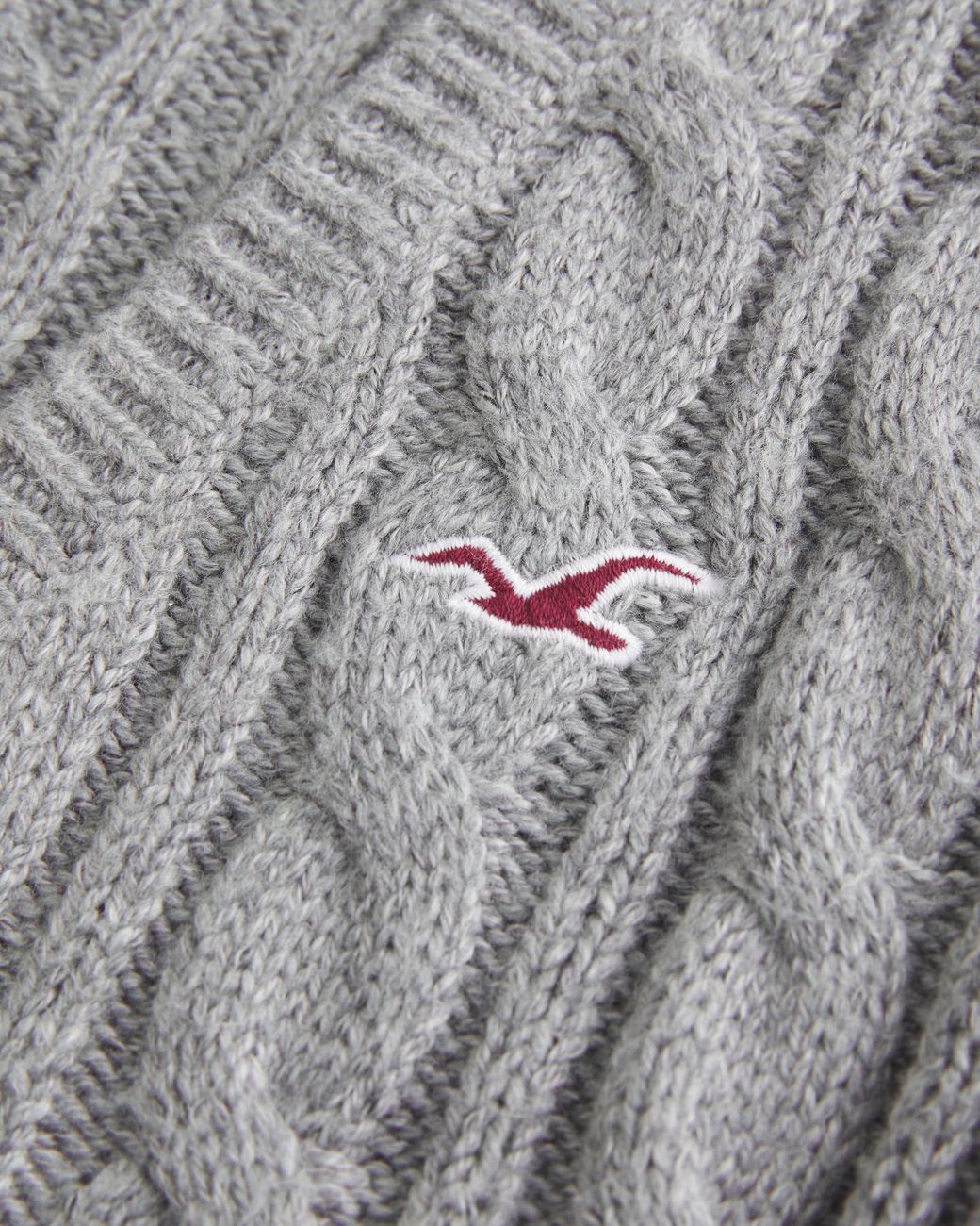 Hollister Gray Cable-knit Icon V-neck Cardigan