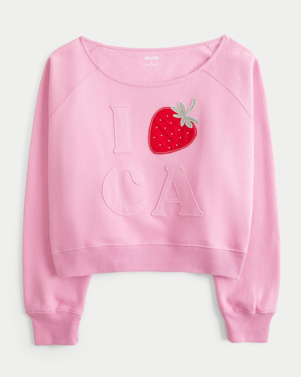 Hollister Pink Easy Off-the-shoulder California Graphic Crew Sweatshirt