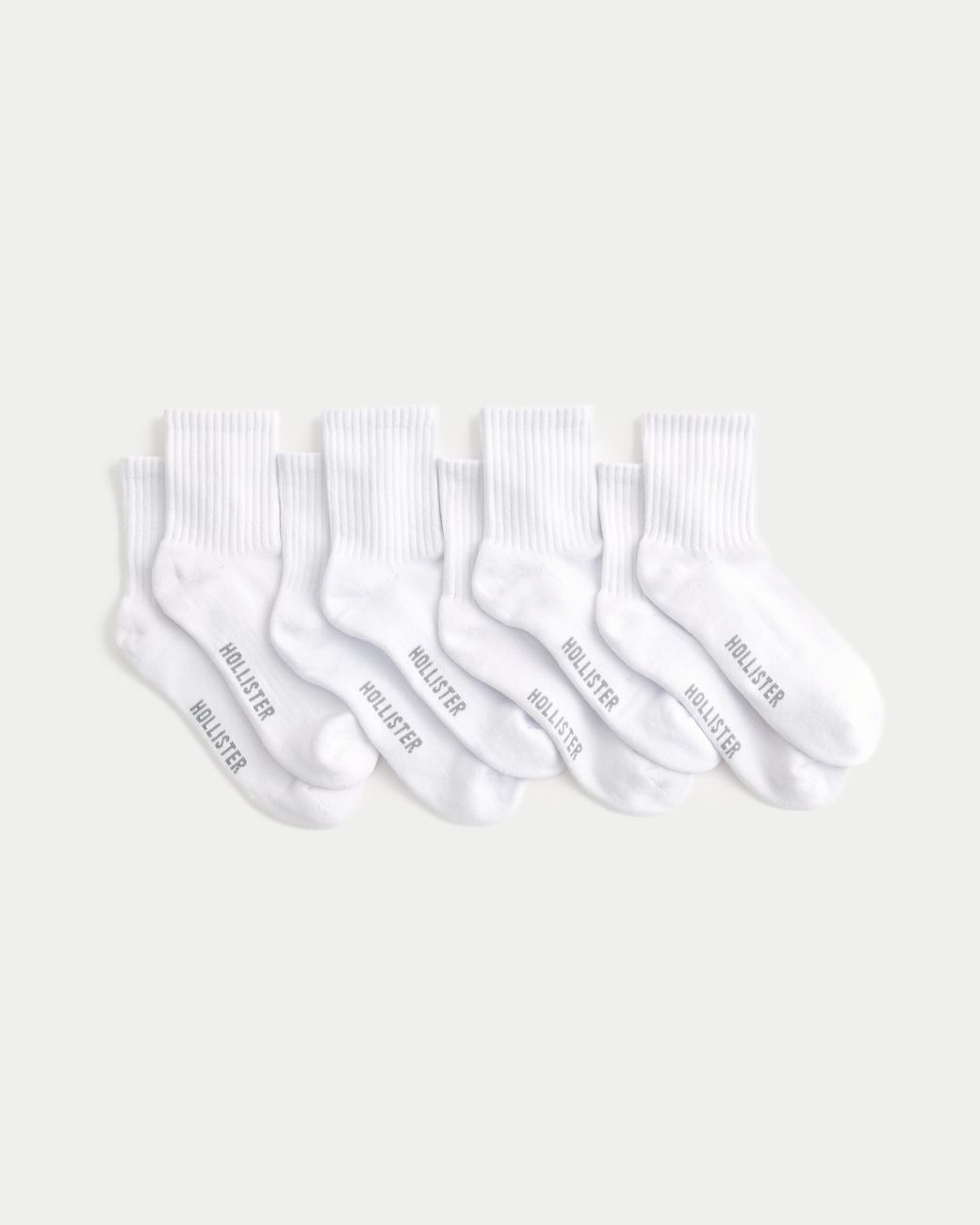 Hollister White Logo Quarter-crew Socks 4-pack for men