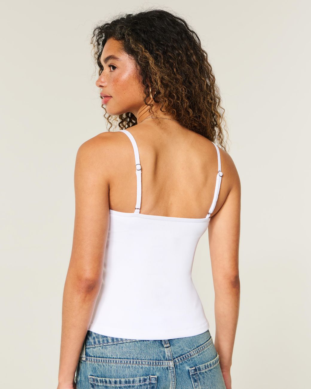 Hollister White Must-have Basics Baby V-neck Cami