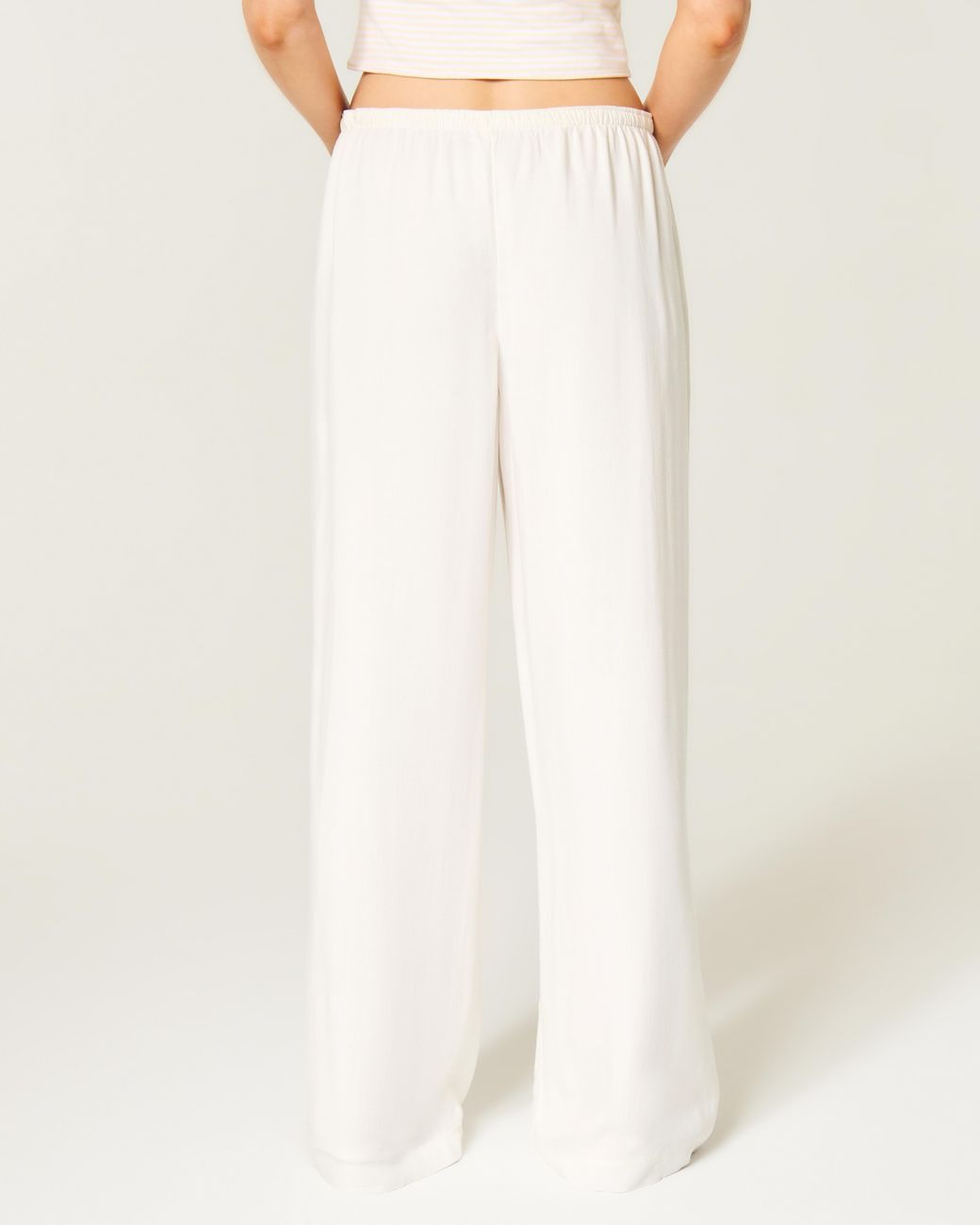 Hollister White Slub Pull-on Pants