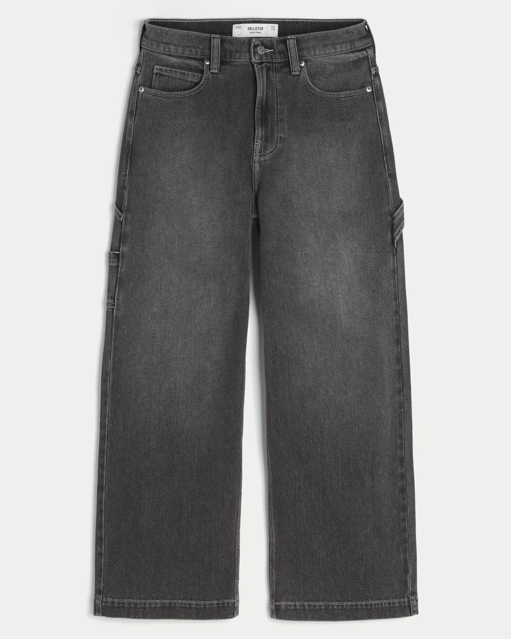 Hollister Gray Washed Black Super Baggy Painter Jeans for men