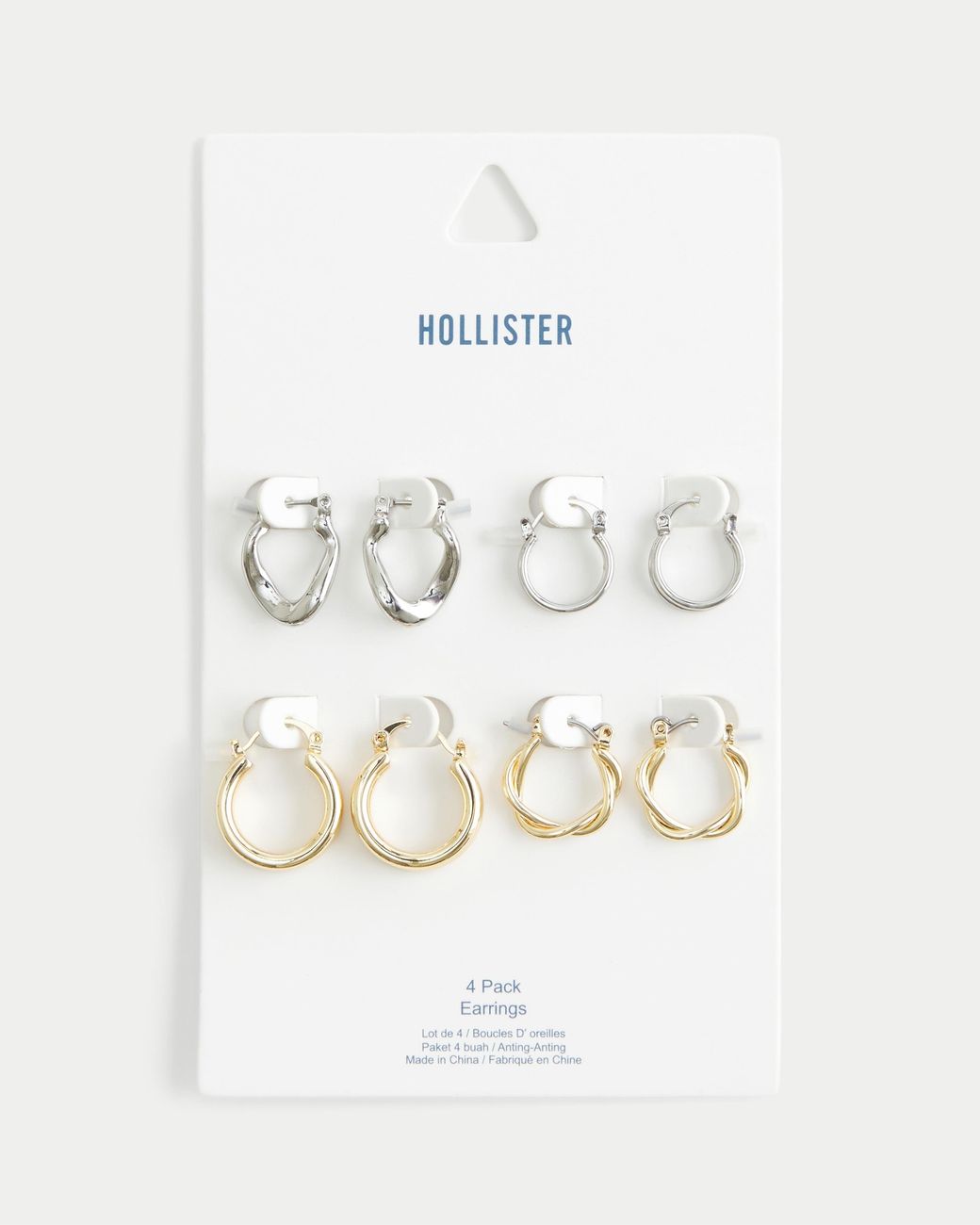 Hollister White Classic 4-pack Hoop Earrings