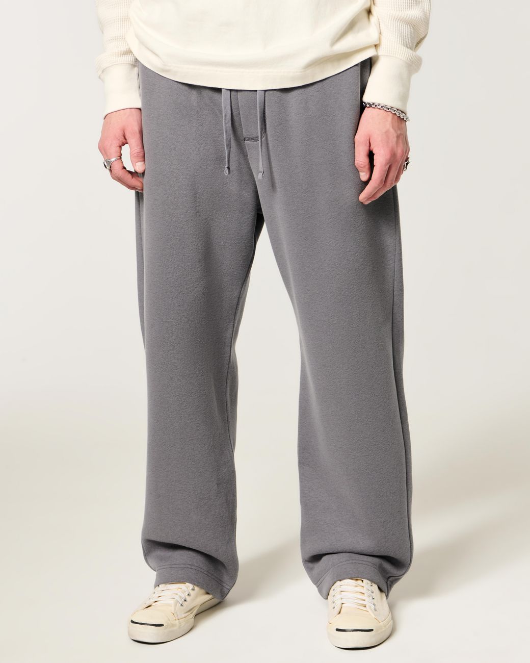 Hollister Gray Stud Detail Baggy Sweatpants for men