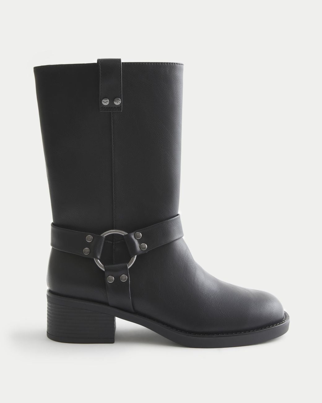 Hollister Black Faux Leather Moto Boots