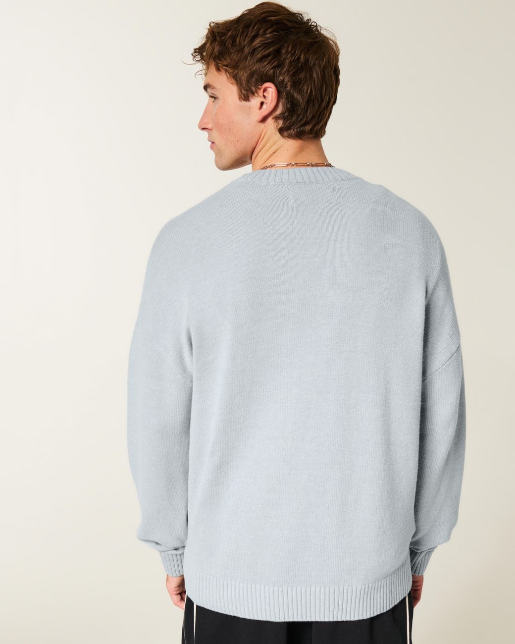Hollister Gray Boxy Snoopy Graphic Crew Sweater for men