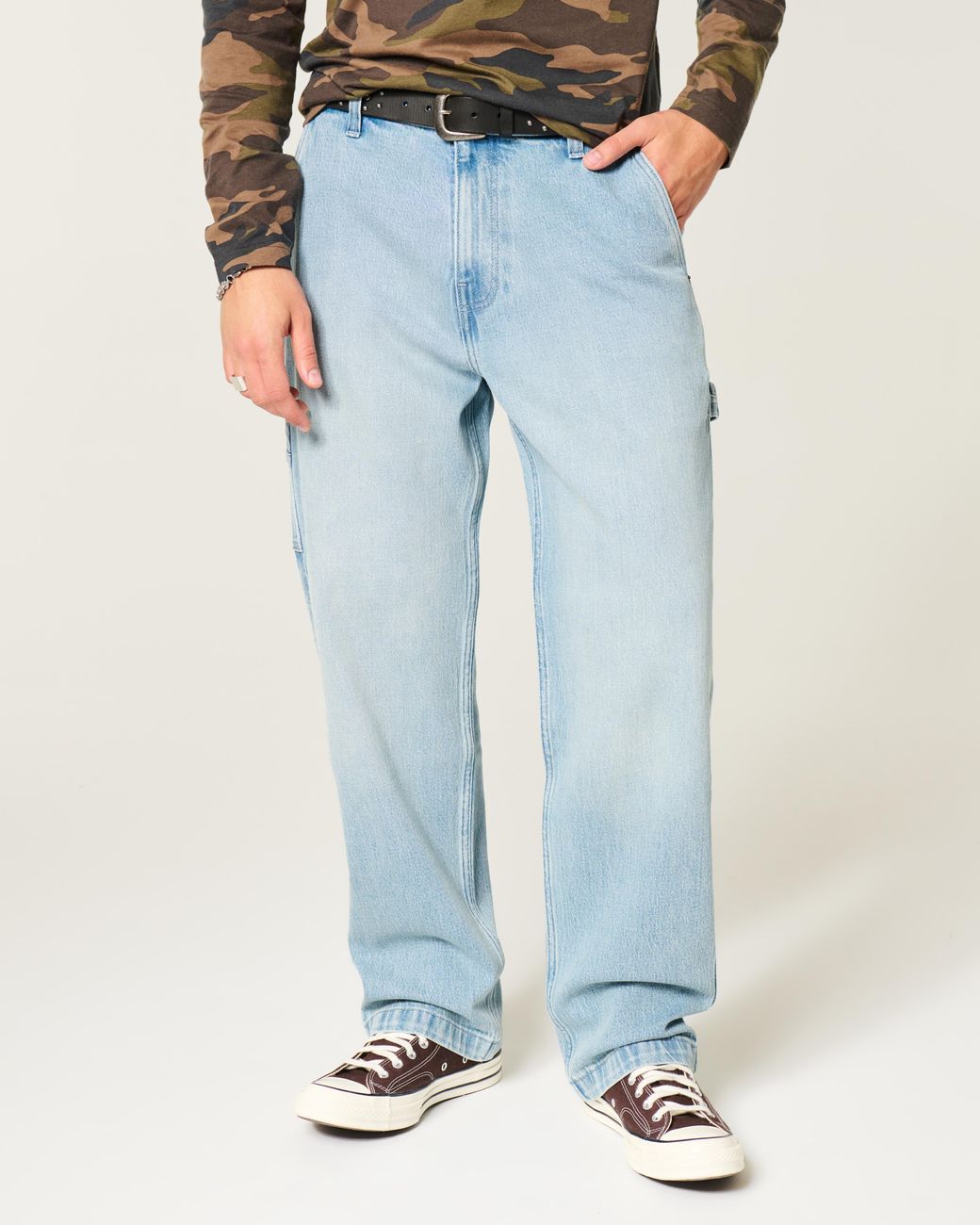 Hollister Blue Light Wash Baggy Painter Jeans for men