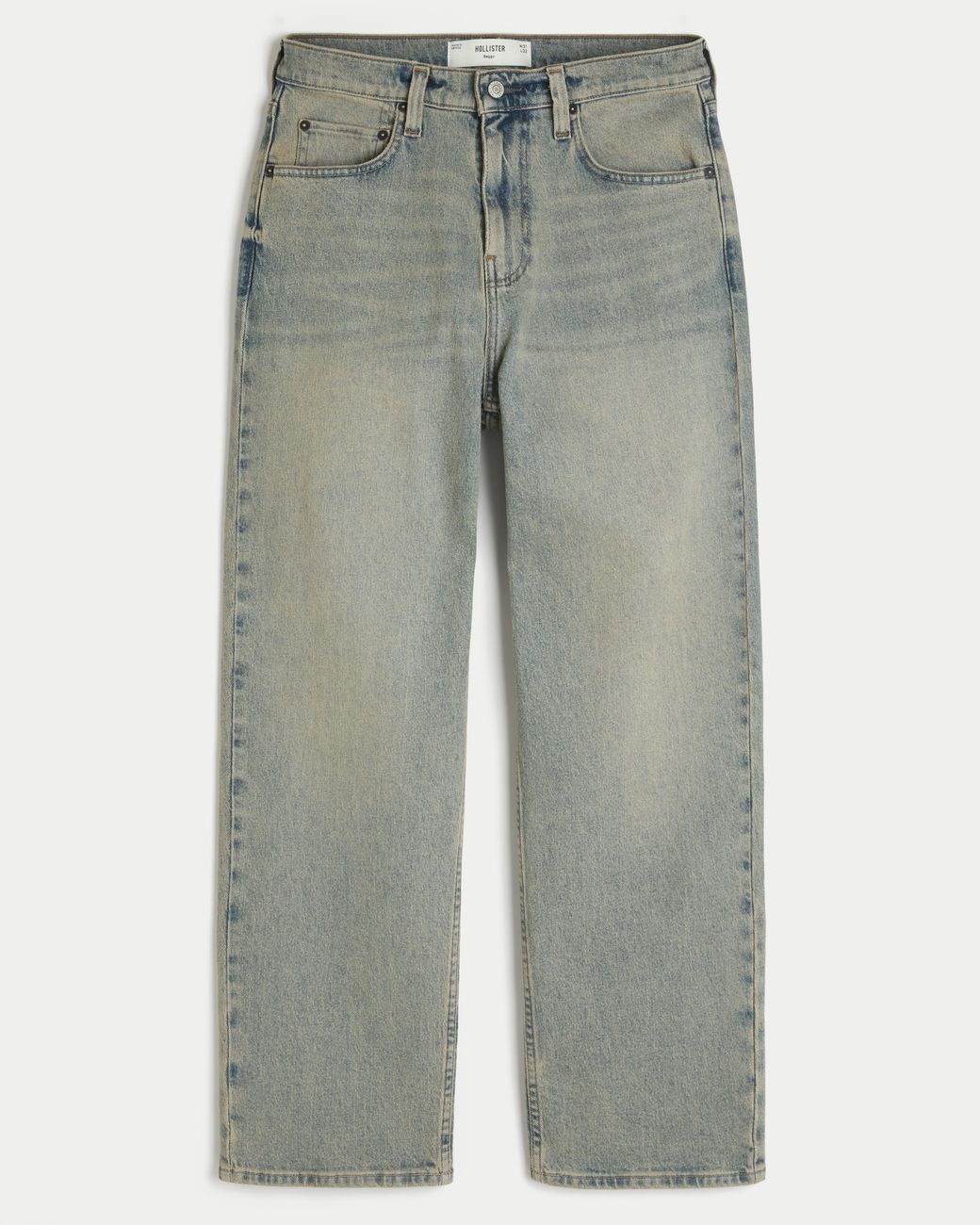 Hollister Gray Light Wash Baggy Jeans for men