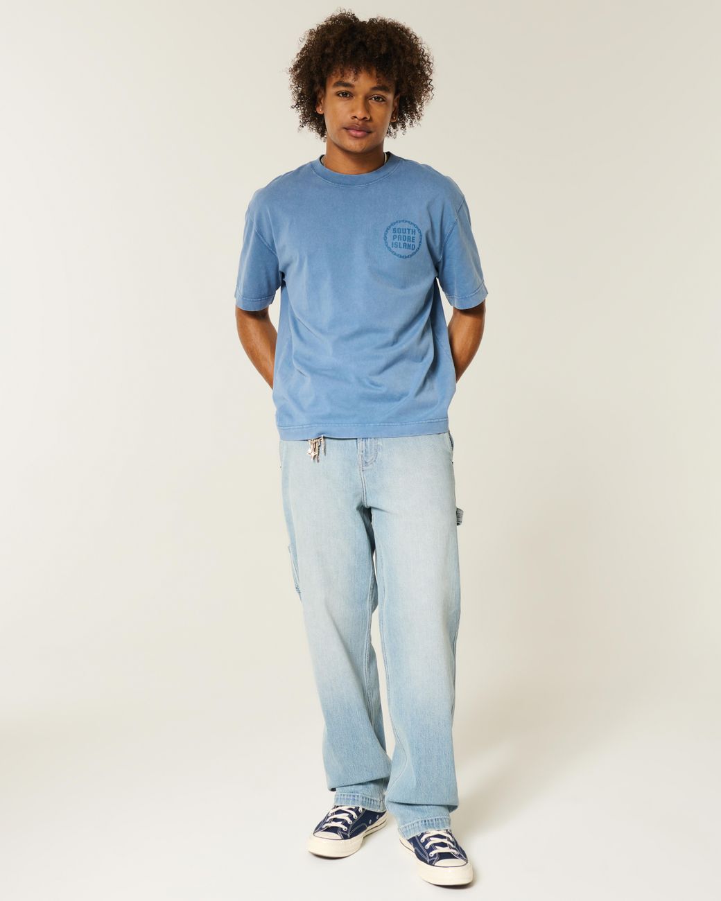 Hollister Blue Light Wash Baggy Painter Jeans for men