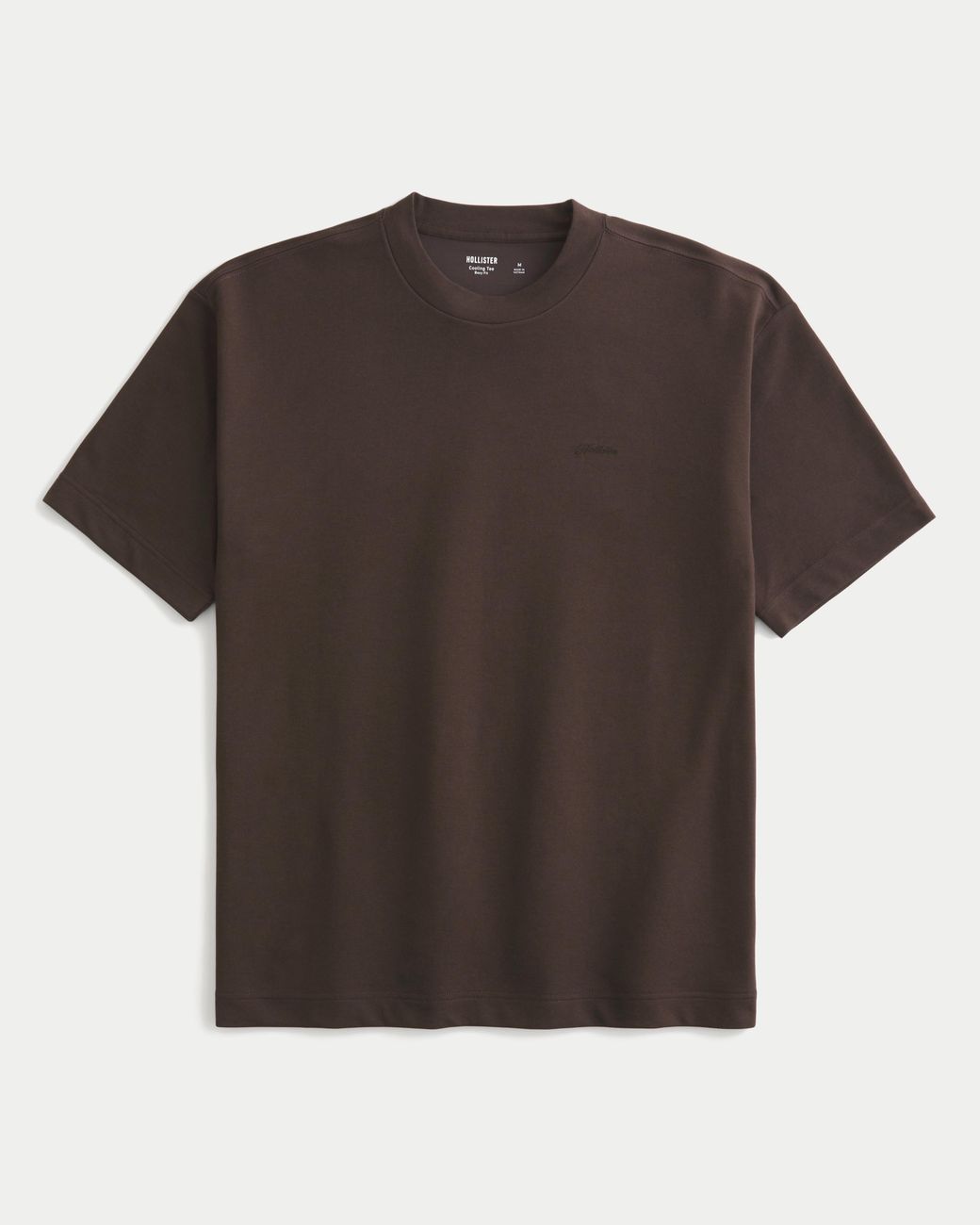 Hollister Brown Boxy Logo Cooling Tee for men