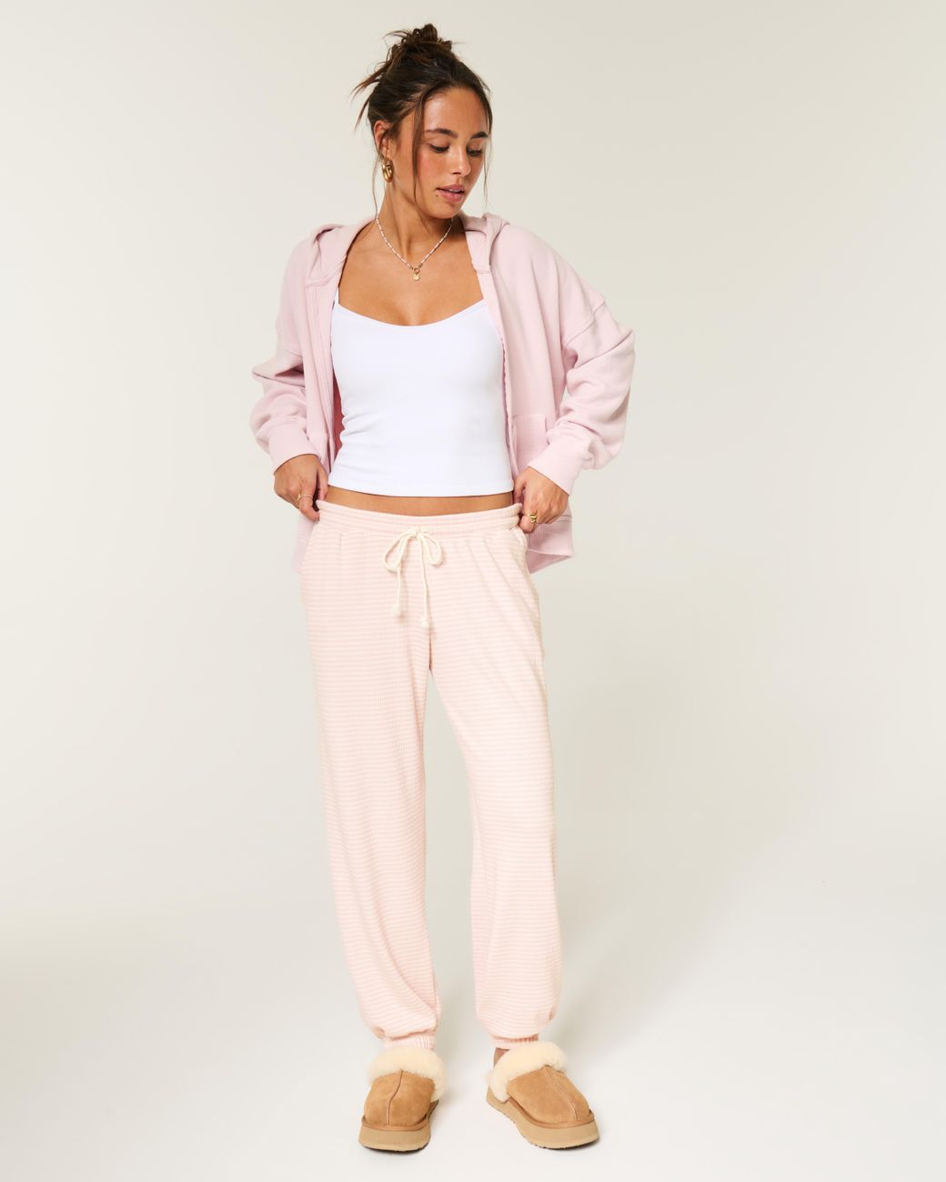 Hollister Pink Gilly Hicks Always Cozy Waffle Baggy Joggers