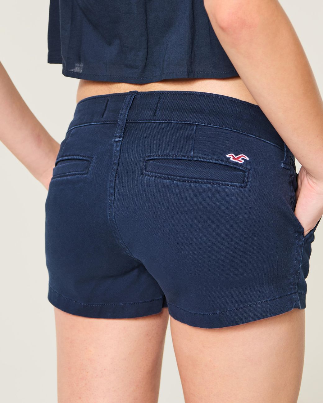 Hollister Blue Ultra Low-rise Twill Shortie Shorts