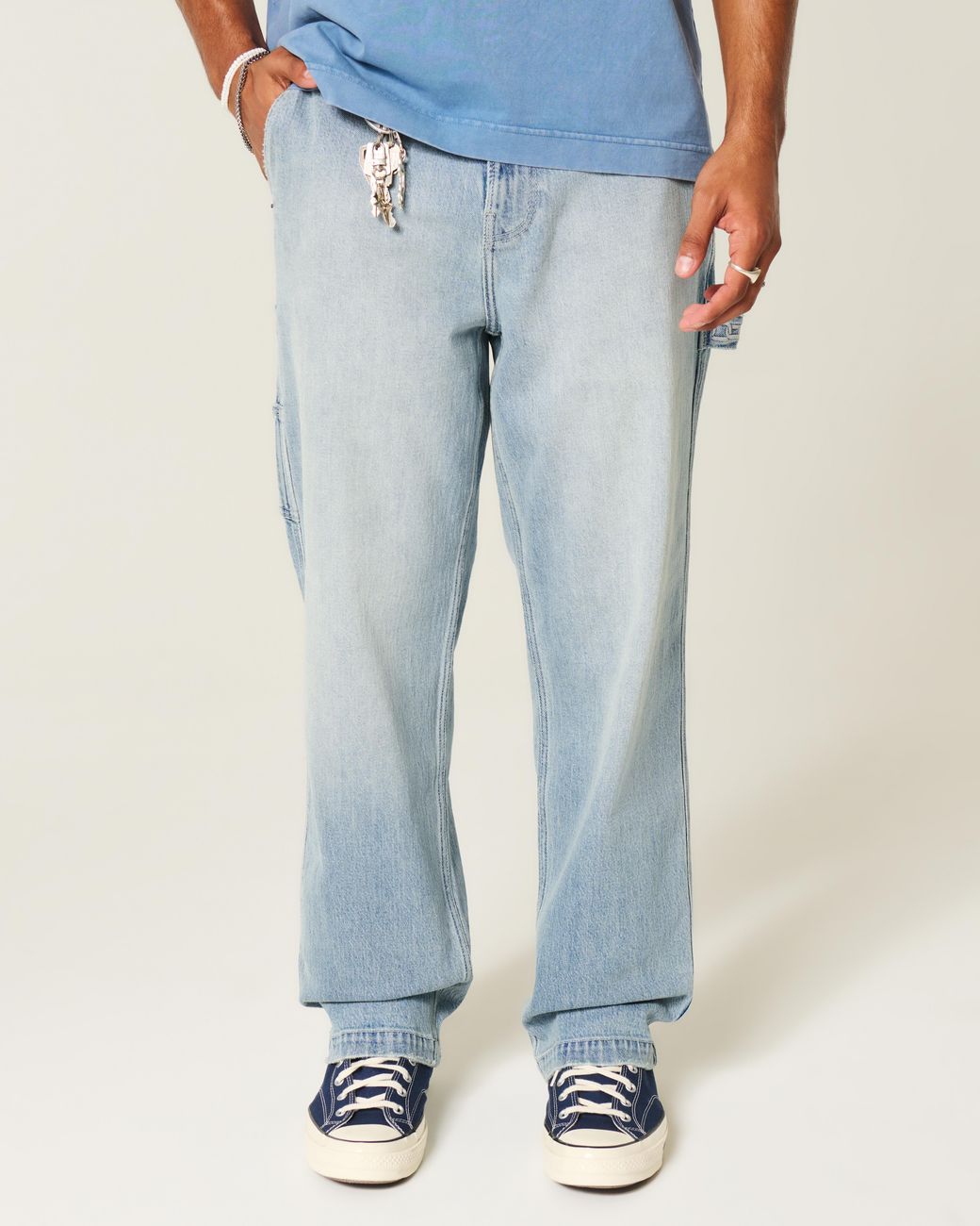 Hollister Blue Light Wash Baggy Painter Jeans for men
