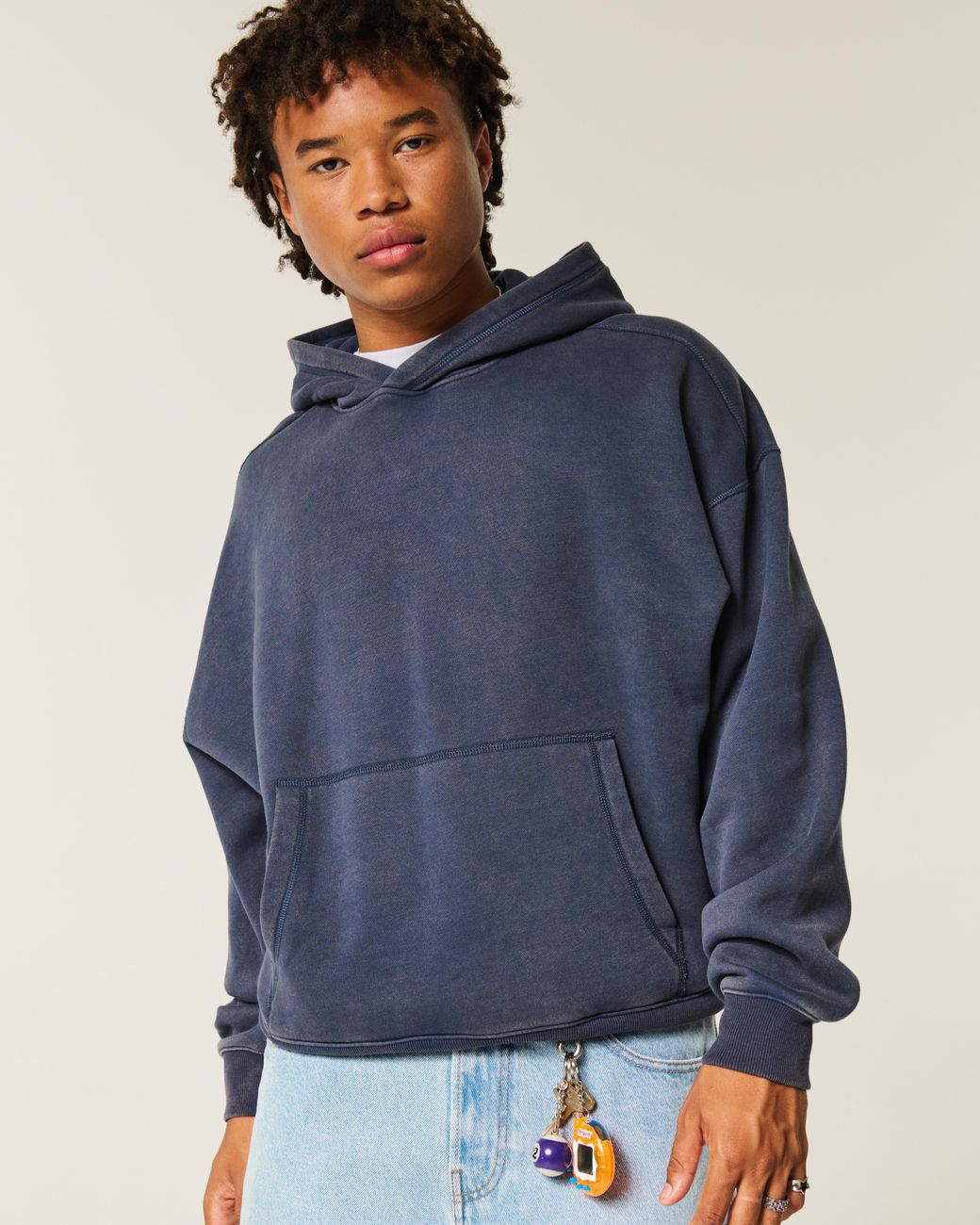 Hollister Blue Baggy Cinch Hoodie for men