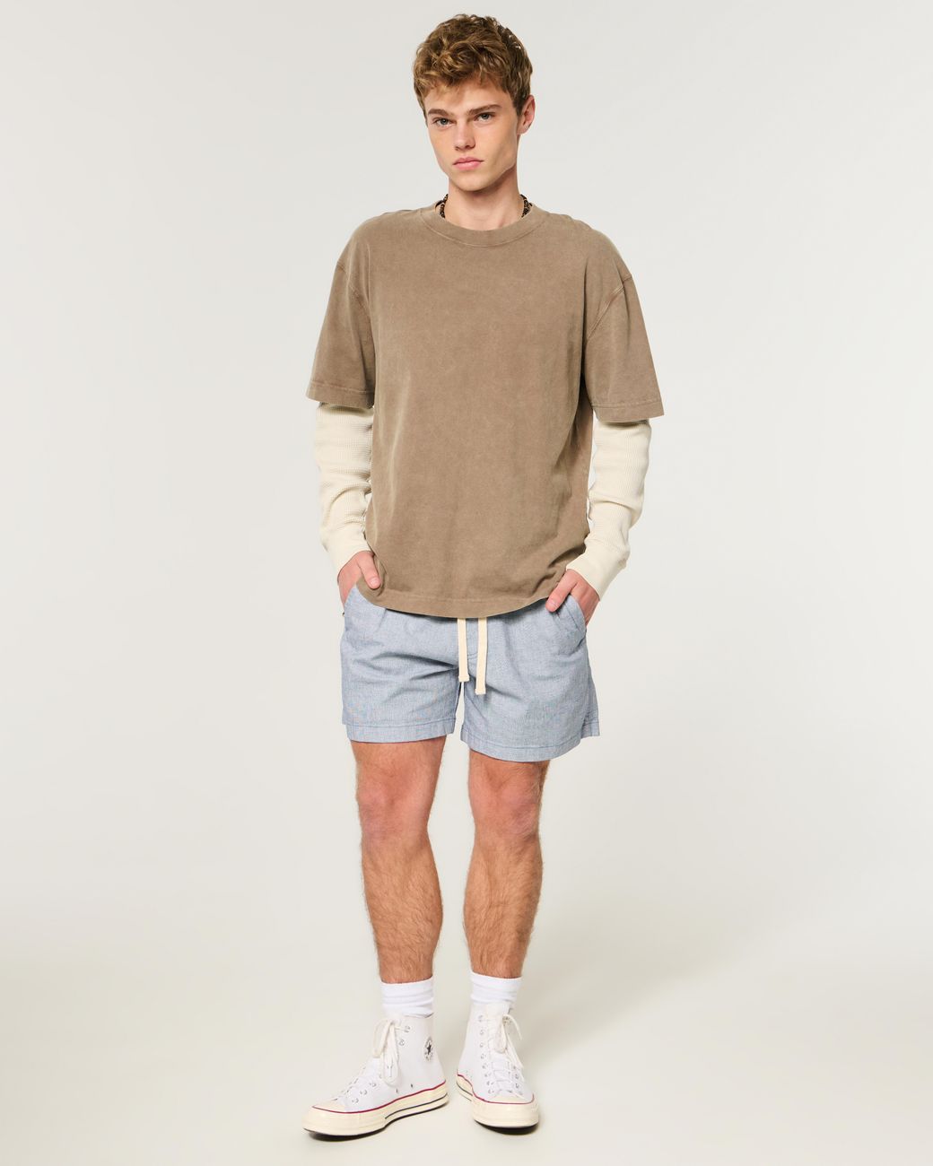 Hollister Blue Mid-thigh Linen-blend Pull-on Shorts for men