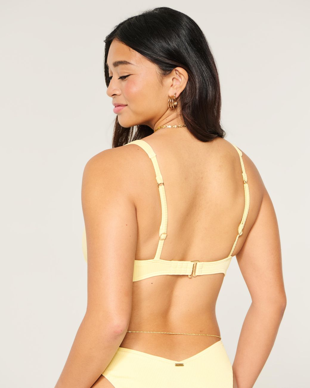 Hollister Metallic Curvy High Apex Ribbed Underwire Bikini Top