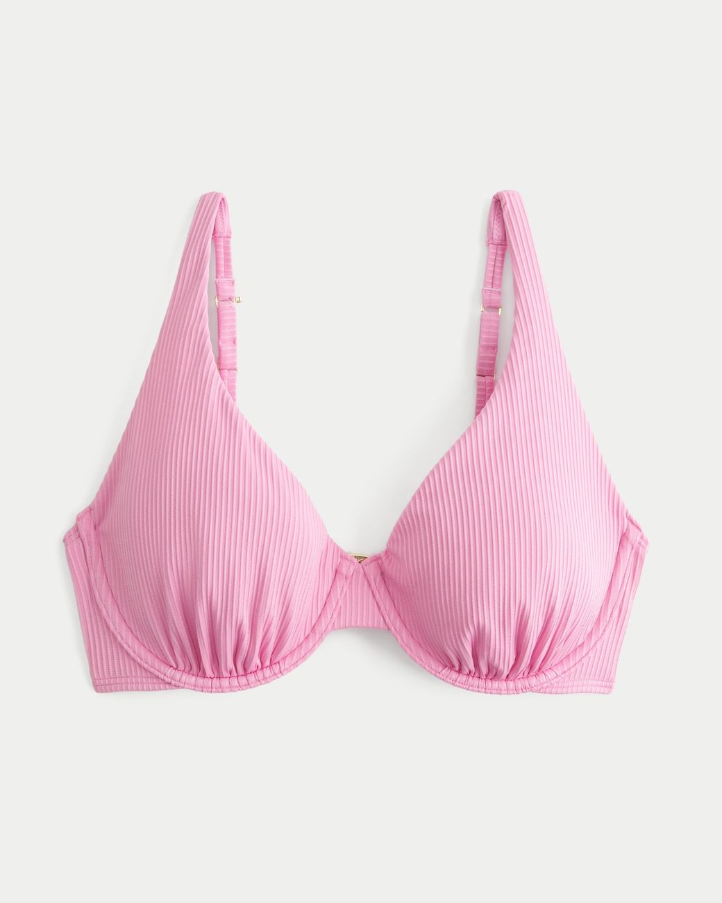 Hollister Pink Curvy Rib High Apex Underwire Bikini Top