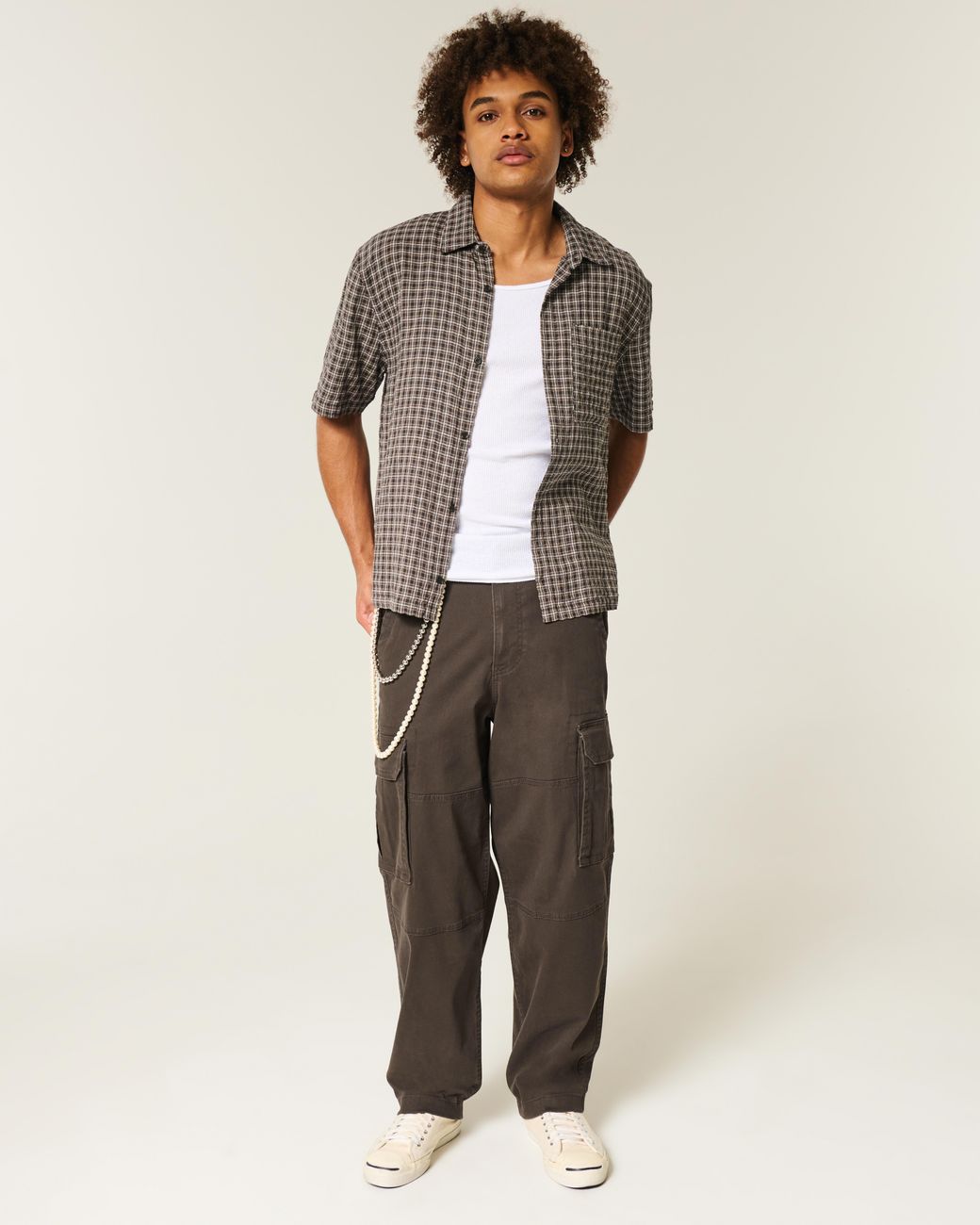 Hollister Gray Skater Baggy Cargo Pants for men