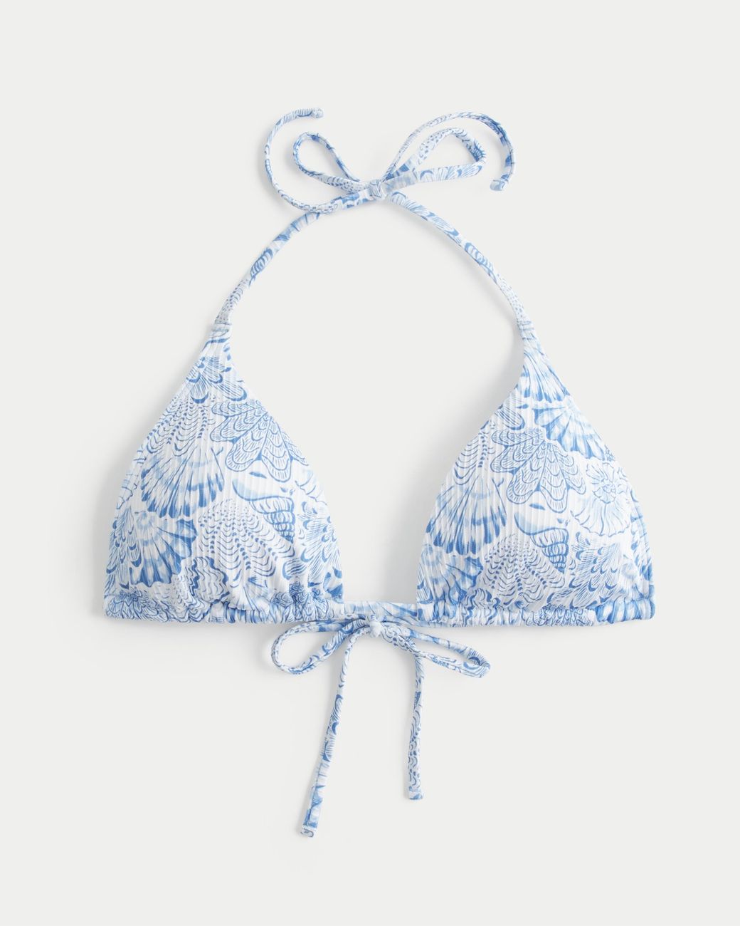 Hollister Blue Rib Multi-way Triangle Bikini Top