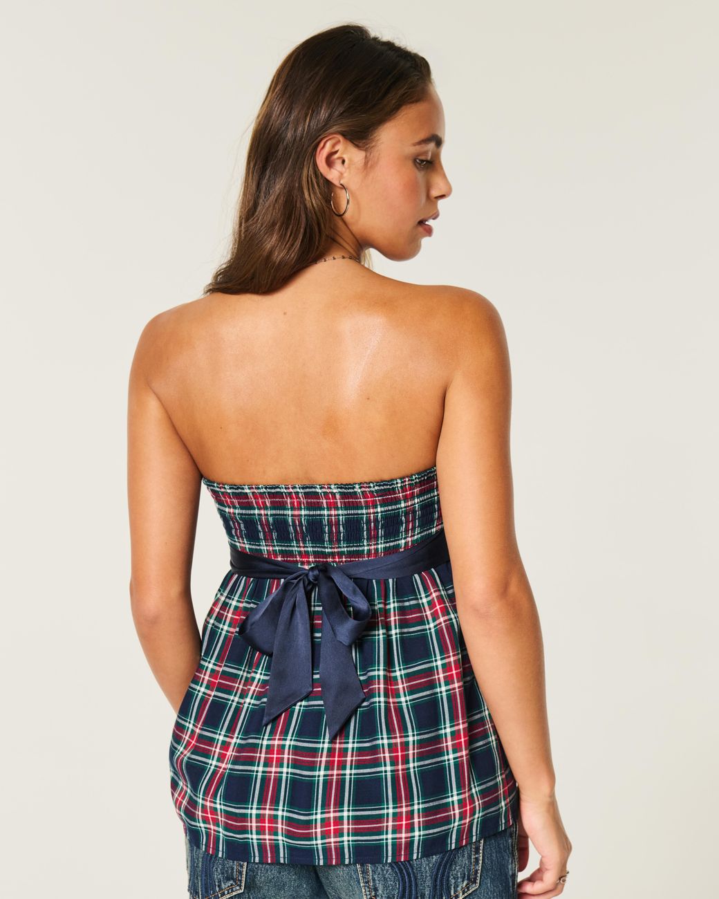 Hollister Blue Easy Strapless Babydoll Top