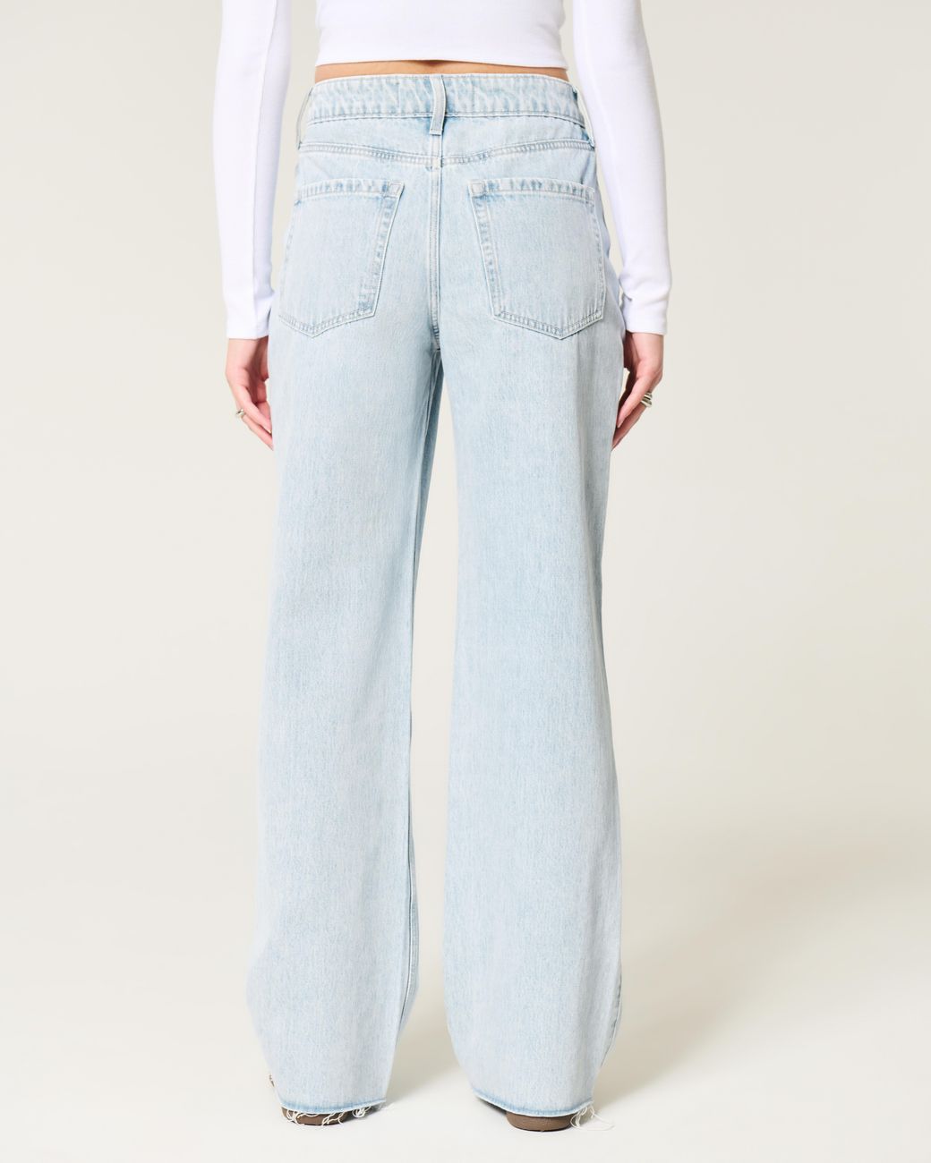 Hollister Blue High-rise Light Wash Baggy Jeans