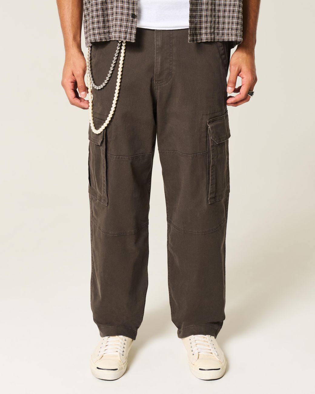 Hollister Gray Skater Baggy Cargo Pants for men