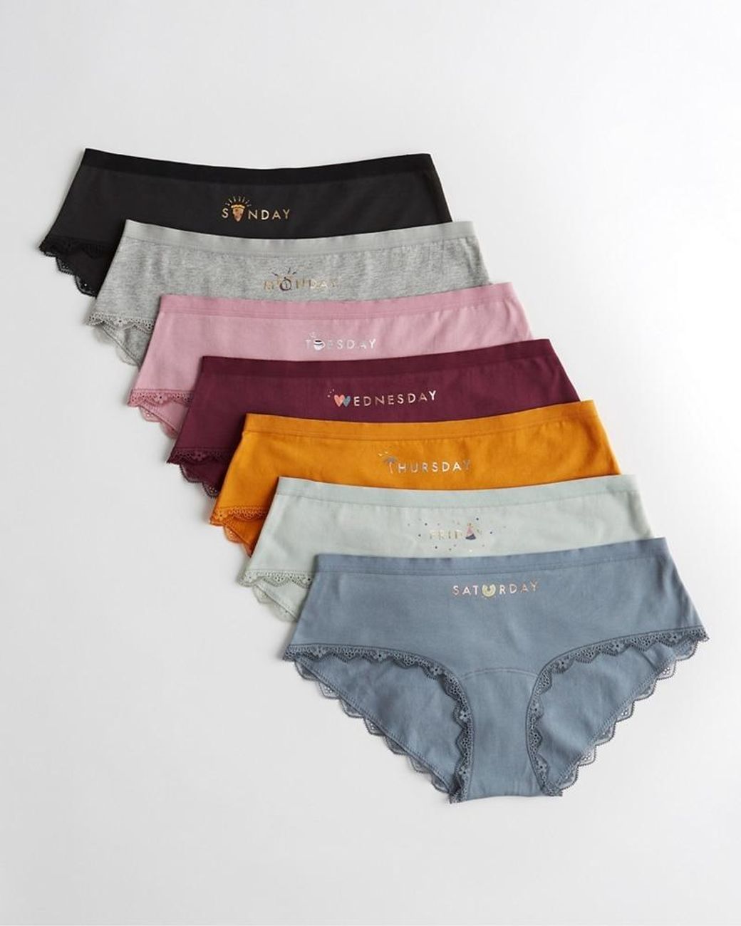 Hollister Multicolor Days Of The Week Cotton Hiphugger 7 pack