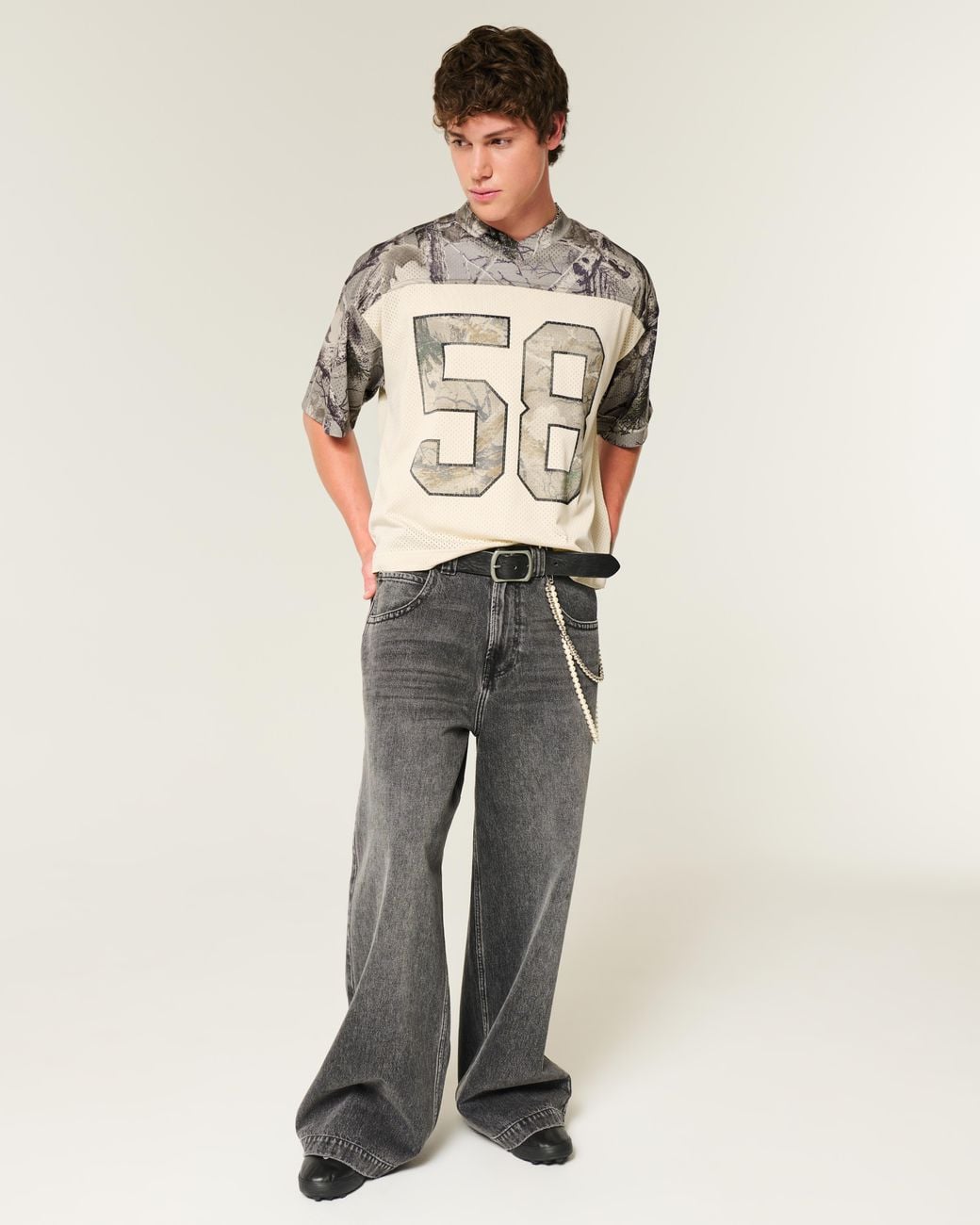 Hollister Gray Boxy Crop Camo Jersey for men