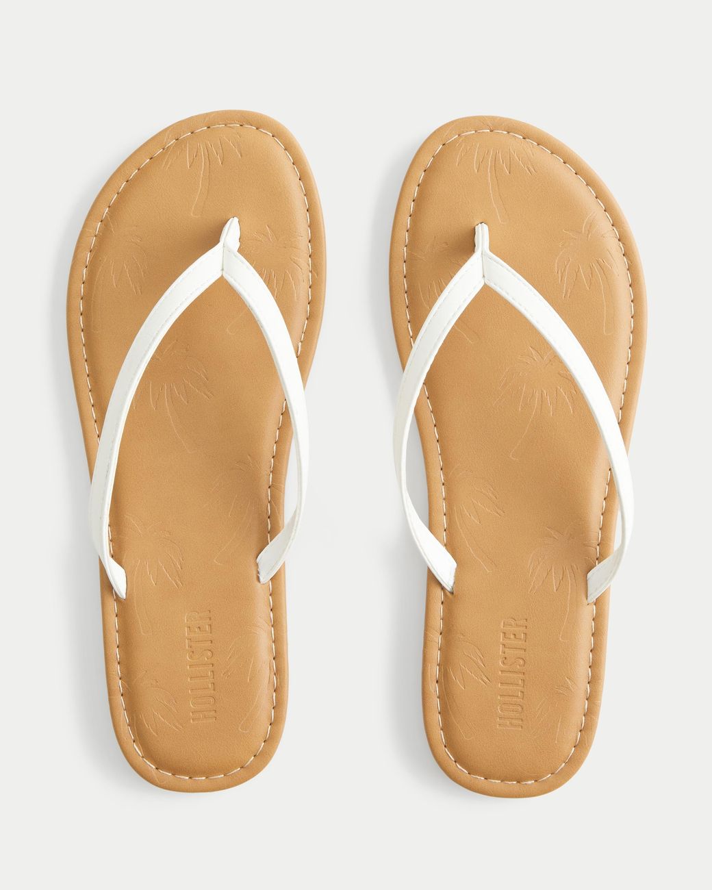 Hollister Natural Faux Leather Flip Flops