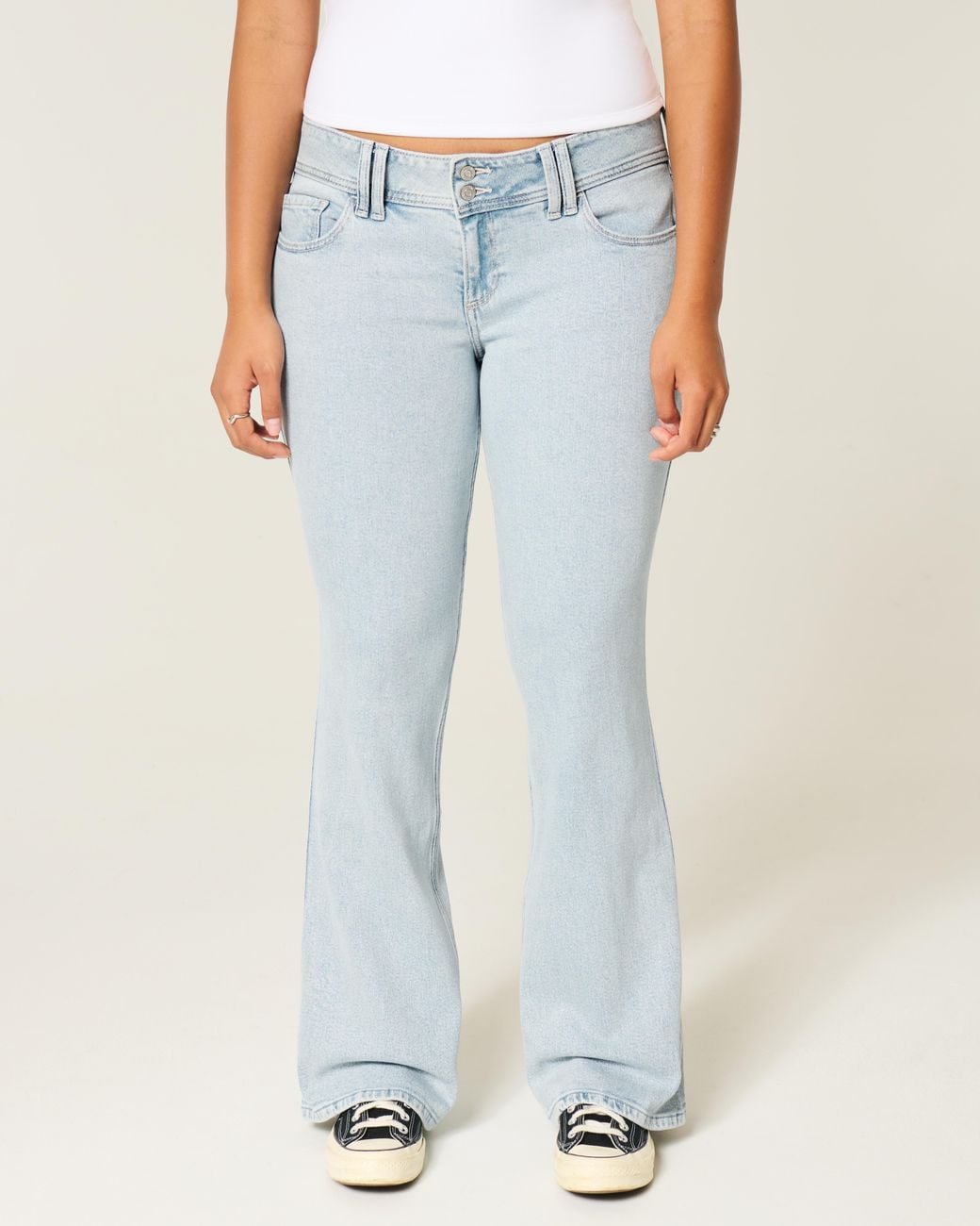 Hollister Blue Low-rise Light Wash Bootcut Jeans
