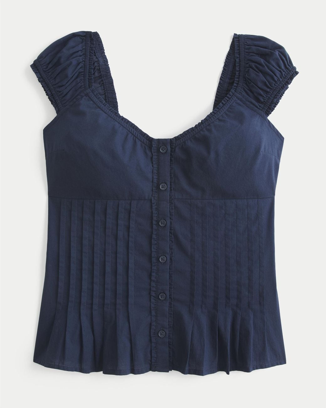 Hollister Blue V-neck Pintuck Top