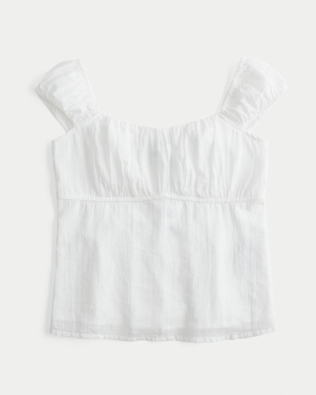Hollister White Ruched Babydoll Top