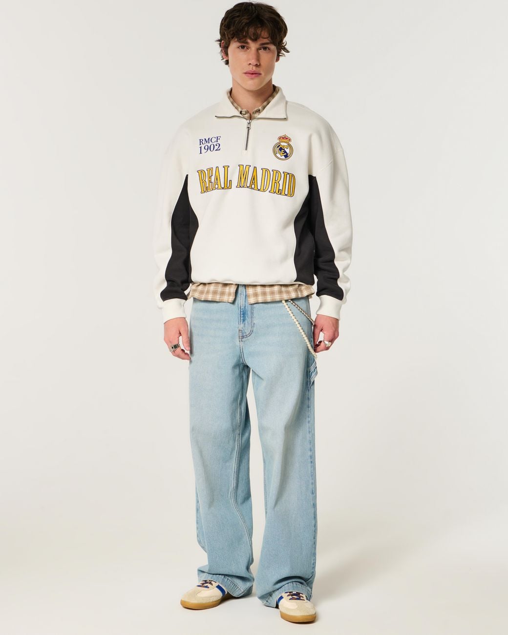 Hollister Natural Real Madrid Cf Graphic Quarter-zip Sweatshirt for men